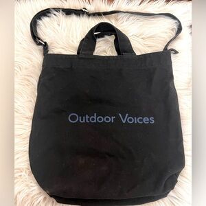 Outdoor Voices Black Canvas Tote Bag – Adjustable Strap – 16” x 14.5”